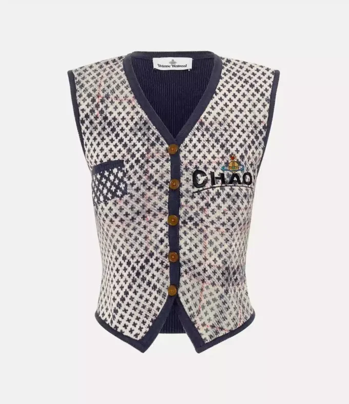 Chaleco de tartán desgastado